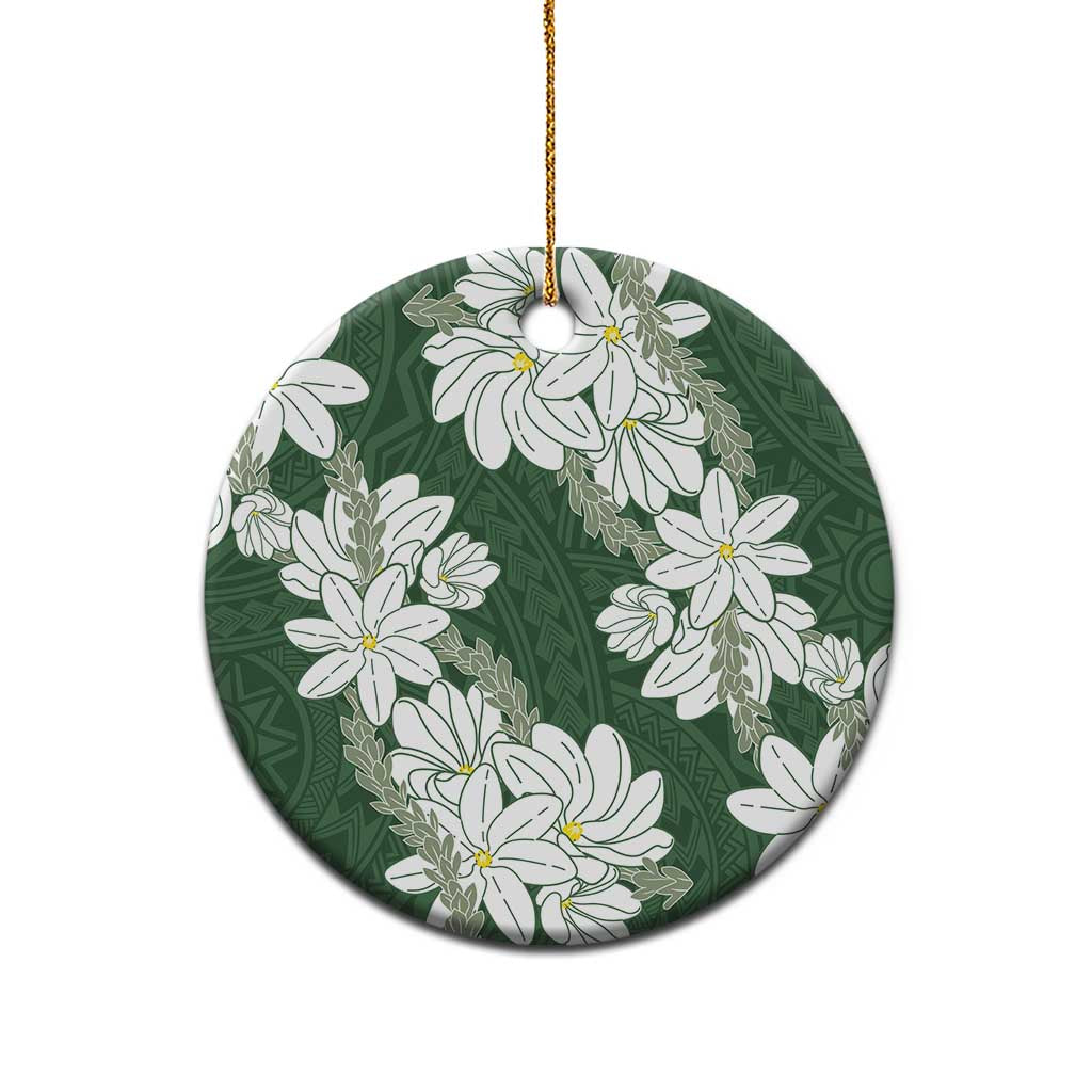 Ia Orana Tahiti Tiare Ceramic Ornament Sage Green Lei - Polynesian Pride