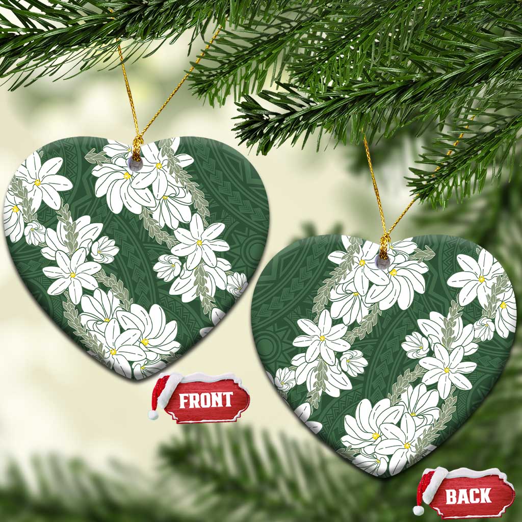 Ia Orana Tahiti Tiare Ceramic Ornament Sage Green Lei - Polynesian Pride