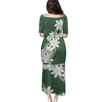 Ia Orana Tahiti Tiare Family Matching Puletasi and Hawaiian Shirt Sage Green Lei - Polynesian Pride