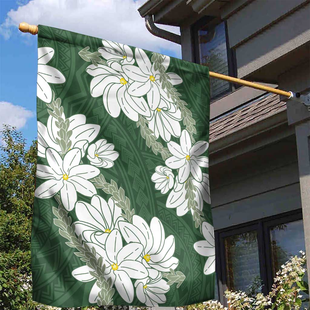 Ia Orana Tahiti Tiare Garden Flag Sage Green Lei - Polynesian Pride