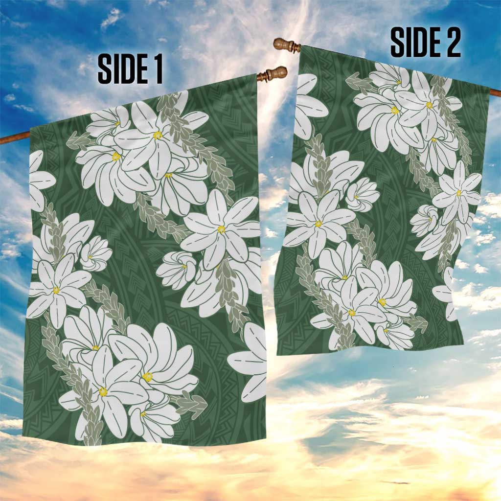 Ia Orana Tahiti Tiare Garden Flag Sage Green Lei - Polynesian Pride