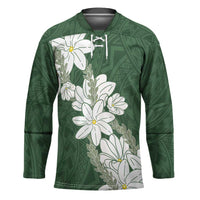 Ia Orana Tahiti Tiare Hockey Jersey Sage Green Lei - Polynesian Pride