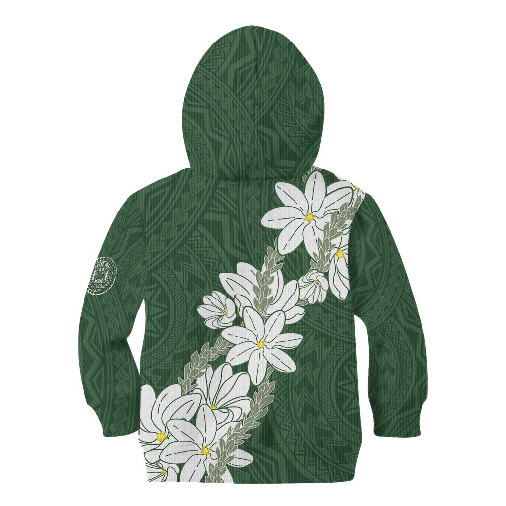 Ia Orana Tahiti Tiare Kid Hoodie Sage Green Lei - Polynesian Pride