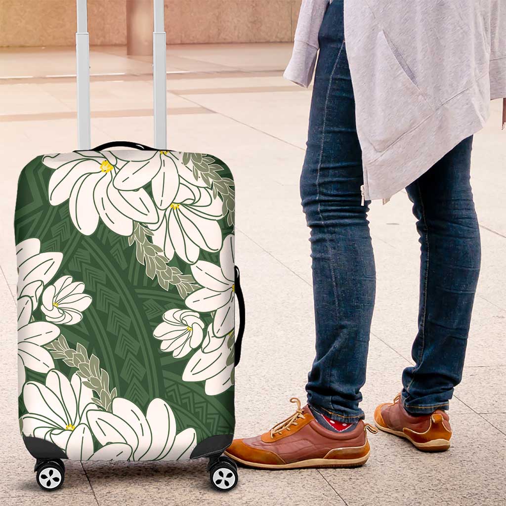 Ia Orana Tahiti Tiare Luggage Cover Sage Green Lei - Polynesian Pride