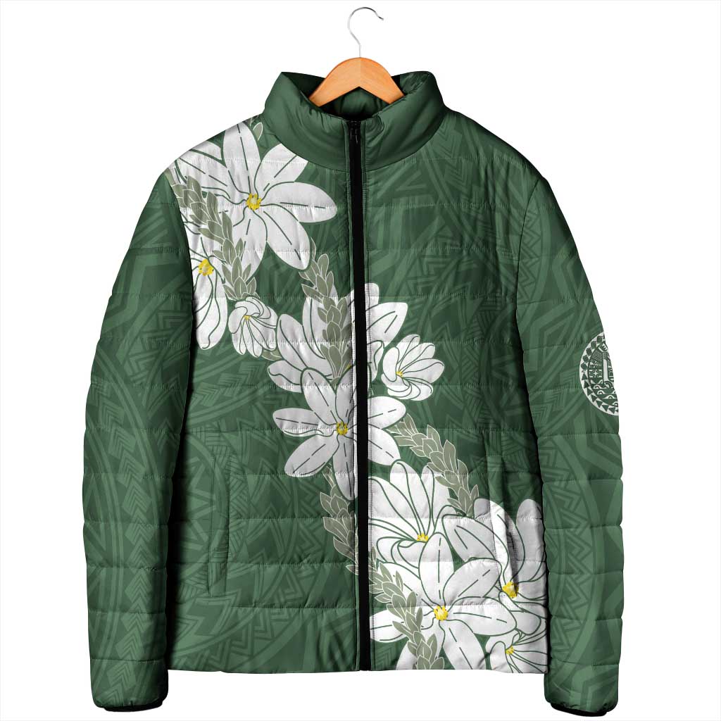 Ia Orana Tahiti Tiare Padded Jacket Sage Green Lei - Polynesian Pride