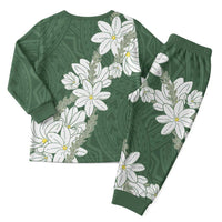 Ia Orana Tahiti Tiare Christmas Pajama Set Sage Green Lei - Polynesian Pride