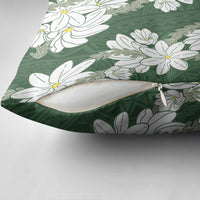 Ia Orana Tahiti Tiare Pillow Cover Sage Green Lei - Polynesian Pride