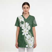 Ia Orana Tahiti Tiare Scrub Top Sage Green Lei - Polynesian Pride