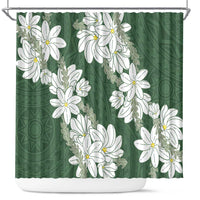 Ia Orana Tahiti Tiare Shower Curtain Sage Green Lei - Polynesian Pride