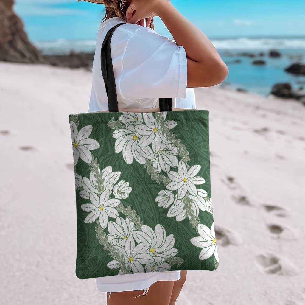 Ia Orana Tahiti Tiare Tote Bag Sage Green Lei - Polynesian Pride