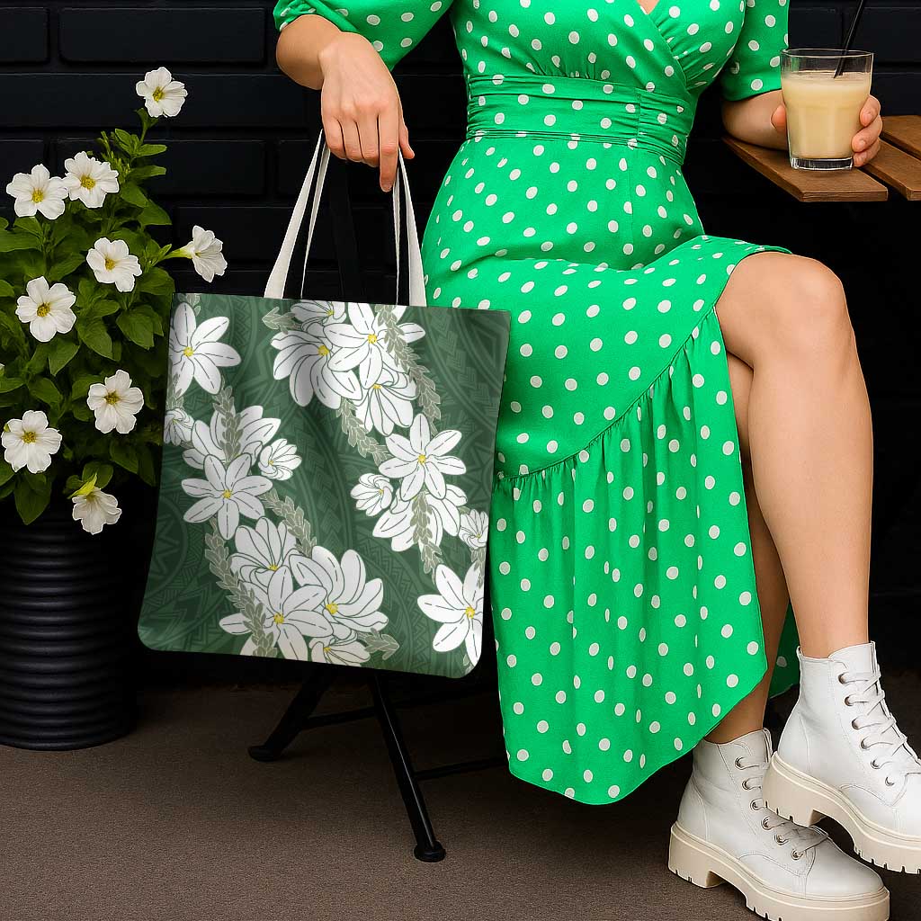Ia Orana Tahiti Tiare Tote Bag Sage Green Lei - Polynesian Pride