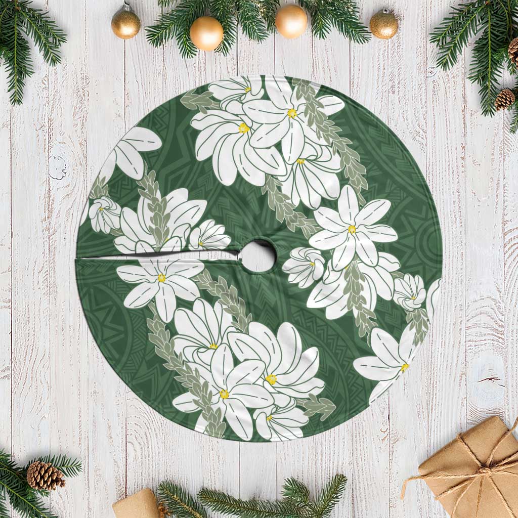 Ia Orana Tahiti Tiare Tree Skirt Sage Green Lei - Polynesian Pride