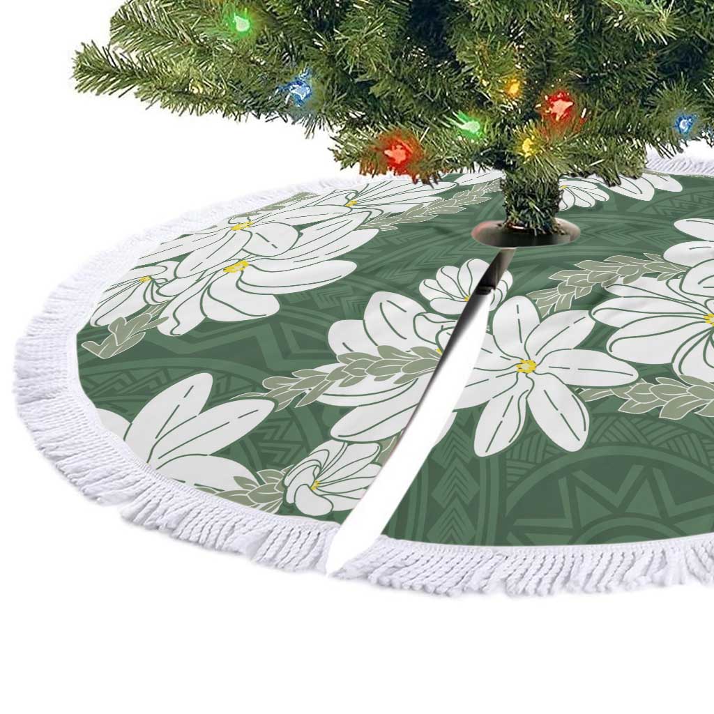 Ia Orana Tahiti Tiare Tree Skirt Sage Green Lei - Polynesian Pride