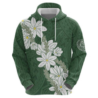 Ia Orana Tahiti Tiare Zip Hoodie Sage Green Lei - Polynesian Pride