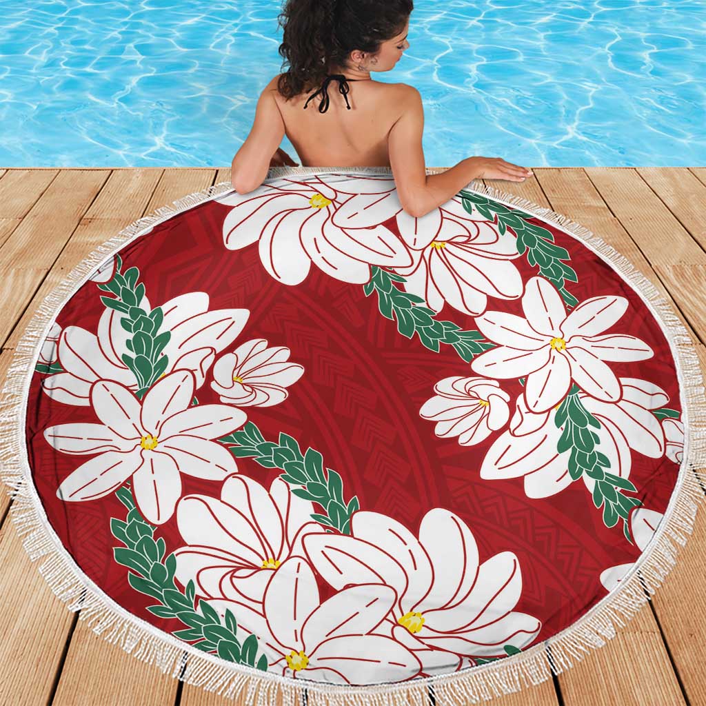 Ia Orana Tahiti Tiare Beach Blanket Crimson Lei - Polynesian Pride