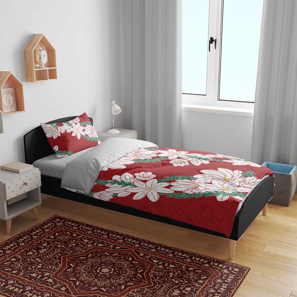 Ia Orana Tahiti Tiare Bedding Set Crimson Lei - Polynesian Pride