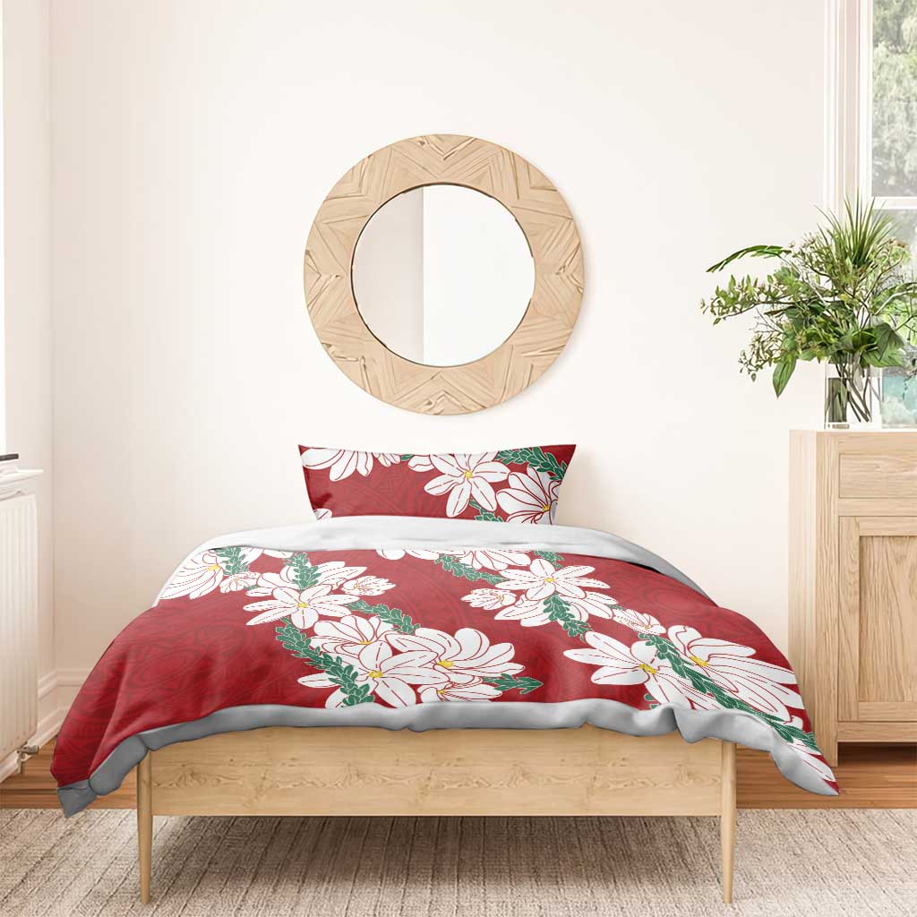 Ia Orana Tahiti Tiare Bedding Set Crimson Lei - Polynesian Pride