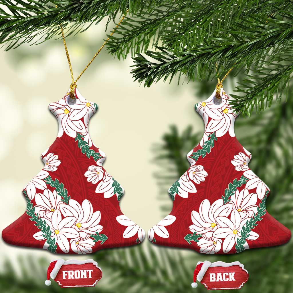 Ia Orana Tahiti Tiare Ceramic Ornament Crimson Lei - Polynesian Pride