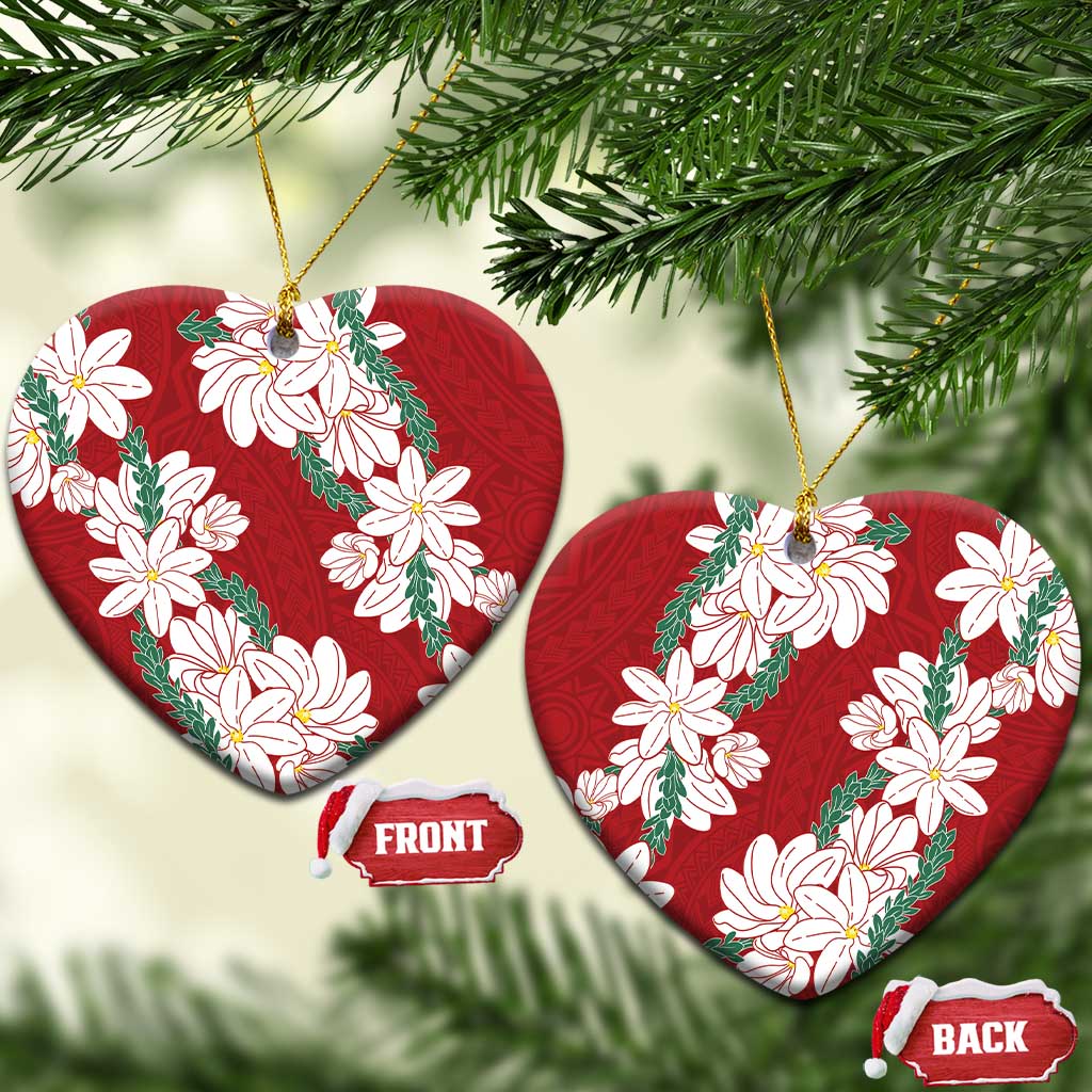 Ia Orana Tahiti Tiare Ceramic Ornament Crimson Lei - Polynesian Pride