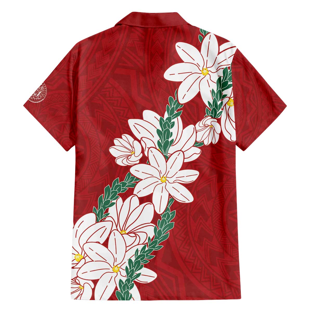 Ia Orana Tahiti Tiare Family Matching Off The Shoulder Long Sleeve Dress and Hawaiian Shirt Crimson Lei - Polynesian Pride