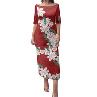 Ia Orana Tahiti Tiare Family Matching Puletasi and Hawaiian Shirt Crimson Lei - Polynesian Pride