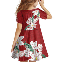 Ia Orana Tahiti Tiare Family Matching Short Sleeve Bodycon Dress and Hawaiian Shirt Crimson Lei - Polynesian Pride