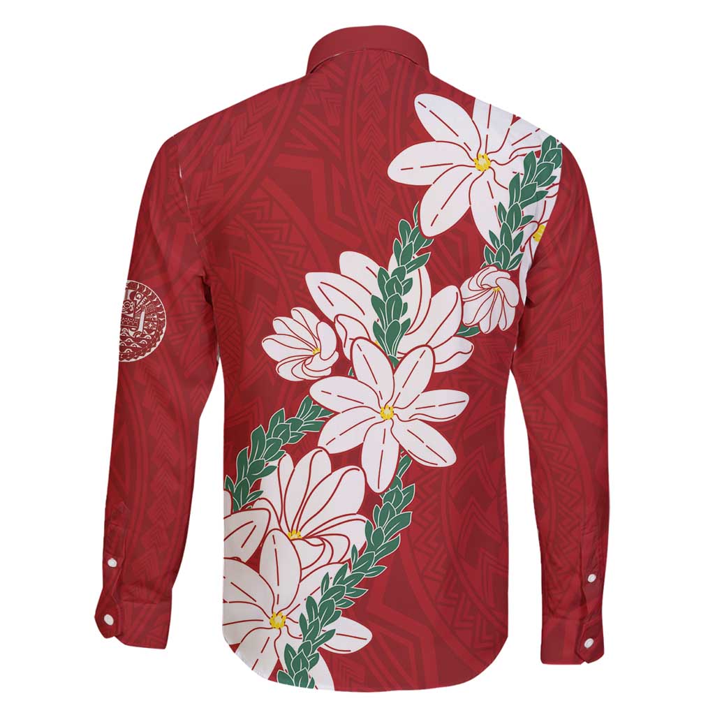 Ia Orana Tahiti Tiare Family Matching Tank Maxi Dress and Hawaiian Shirt Crimson Lei - Polynesian Pride