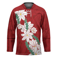 Ia Orana Tahiti Tiare Hockey Jersey Crimson Lei - Polynesian Pride