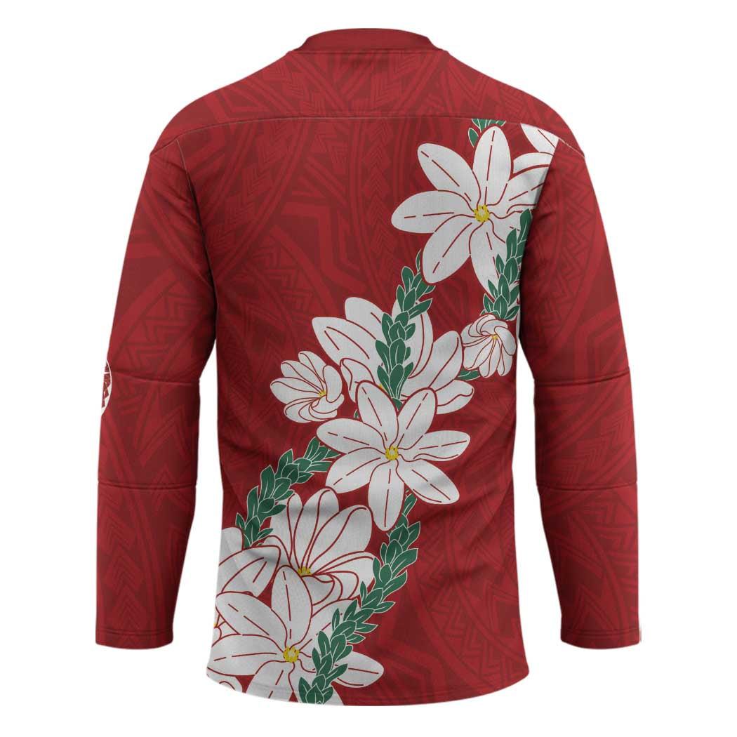 Ia Orana Tahiti Tiare Hockey Jersey Crimson Lei - Polynesian Pride
