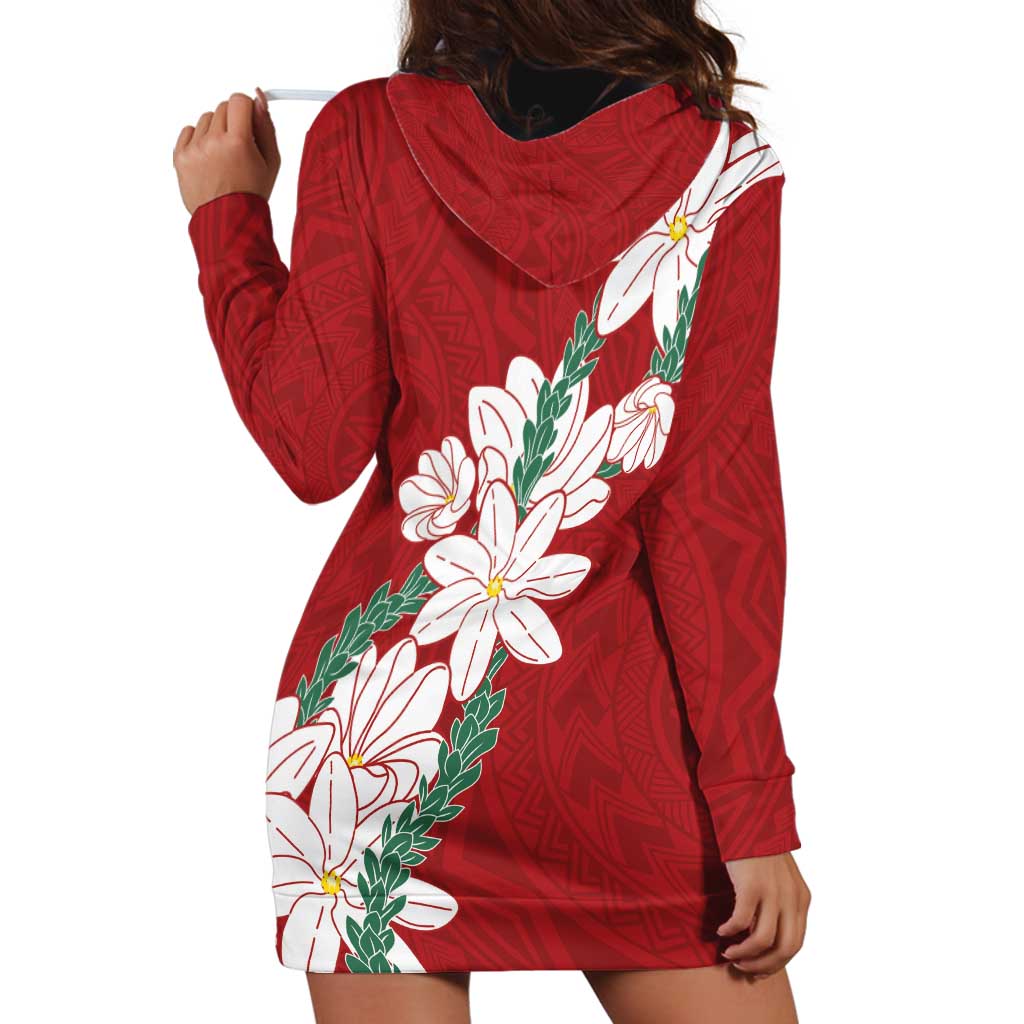 Ia Orana Tahiti Tiare Hoodie Dress Crimson Lei - Polynesian Pride