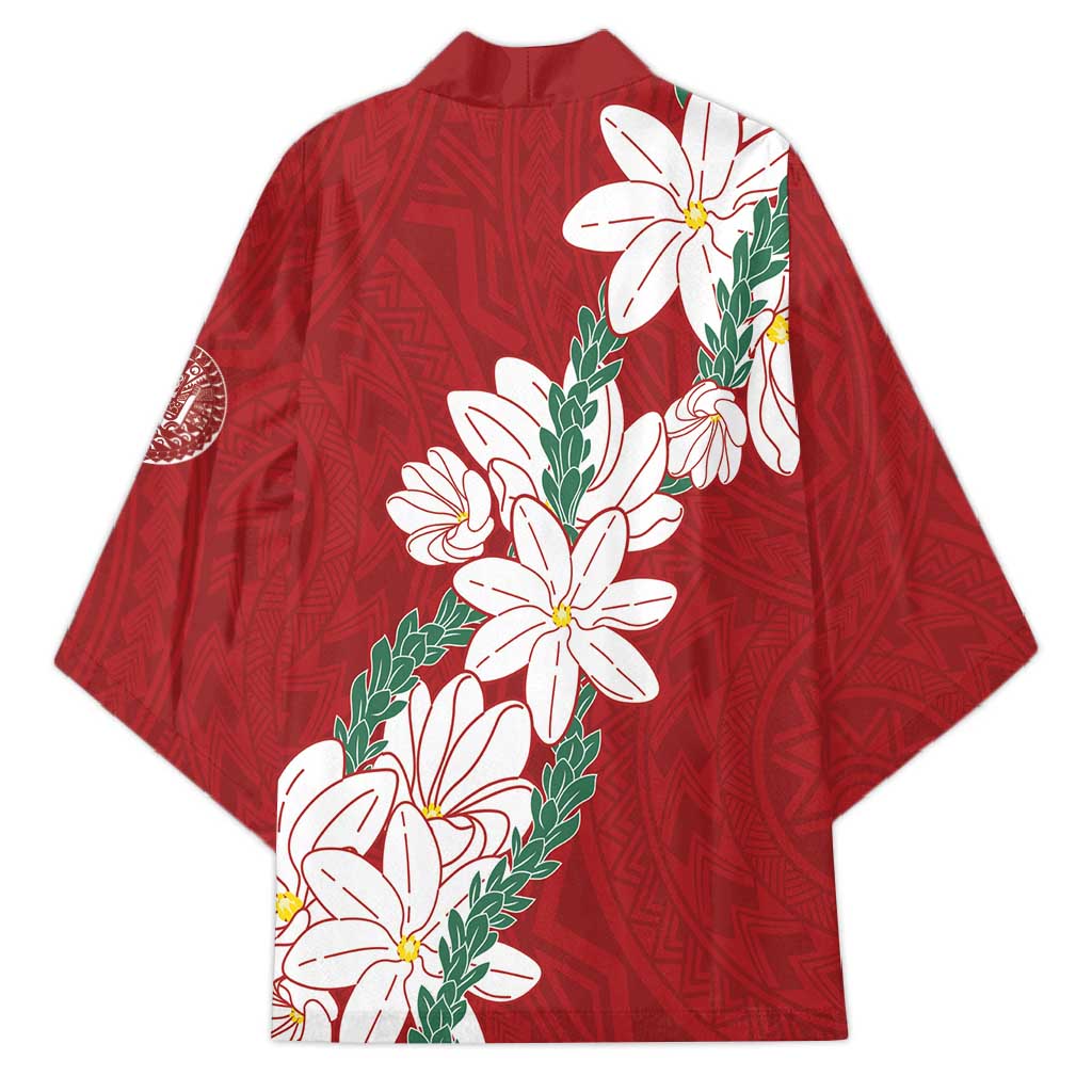 Ia Orana Tahiti Tiare Kimono Crimson Lei - Polynesian Pride