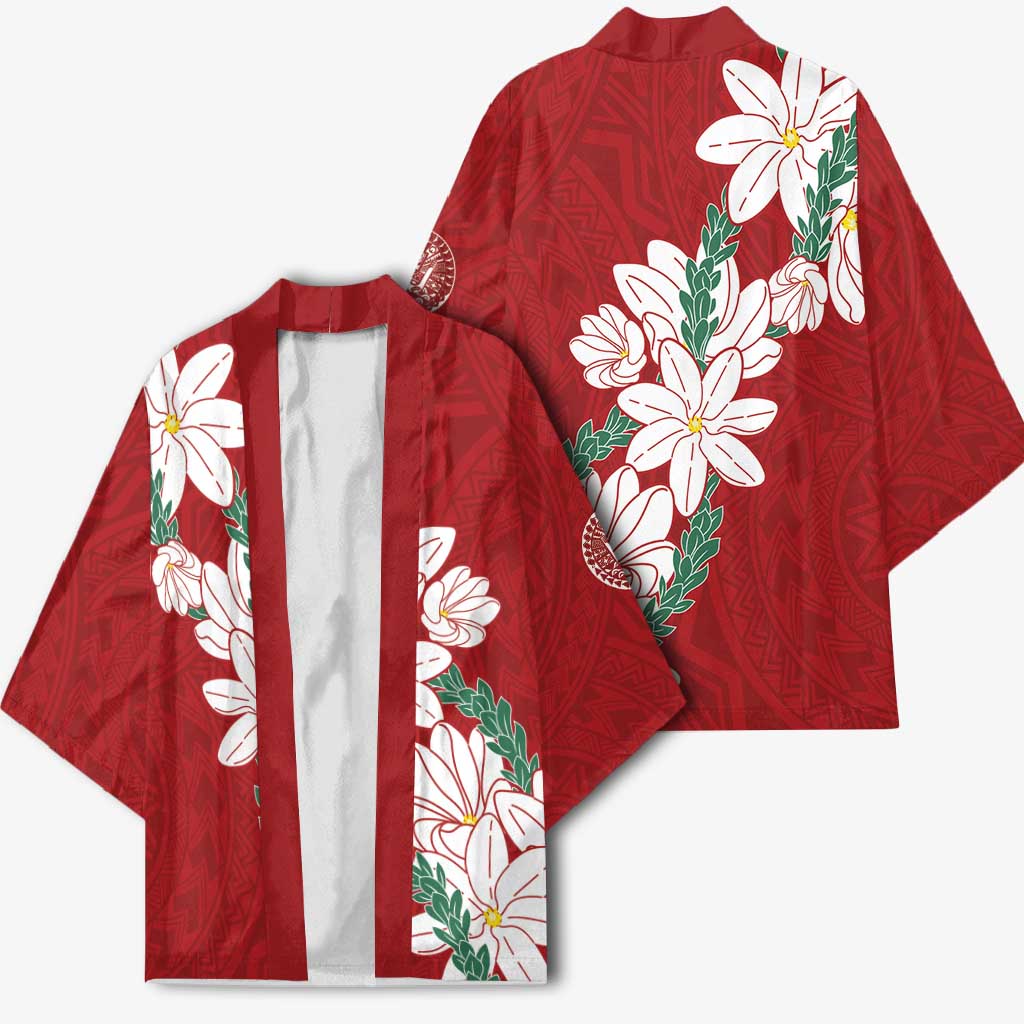 Ia Orana Tahiti Tiare Kimono Crimson Lei - Polynesian Pride