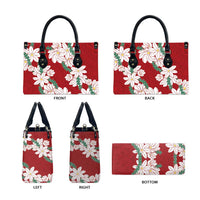 Ia Orana Tahiti Tiare Leather Bag Crimson Lei - Polynesian Pride