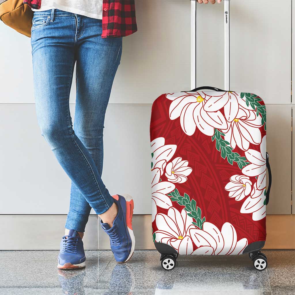 Ia Orana Tahiti Tiare Luggage Cover Crimson Lei - Polynesian Pride