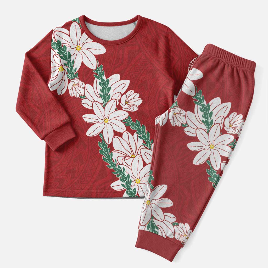 Ia Orana Tahiti Tiare Christmas Pajama Set Crimson Lei - Polynesian Pride