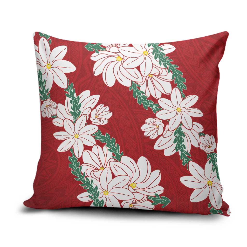 Ia Orana Tahiti Tiare Pillow Cover Crimson Lei - Polynesian Pride