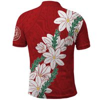 Ia Orana Tahiti Tiare Polo Shirt Crimson Lei - Polynesian Pride