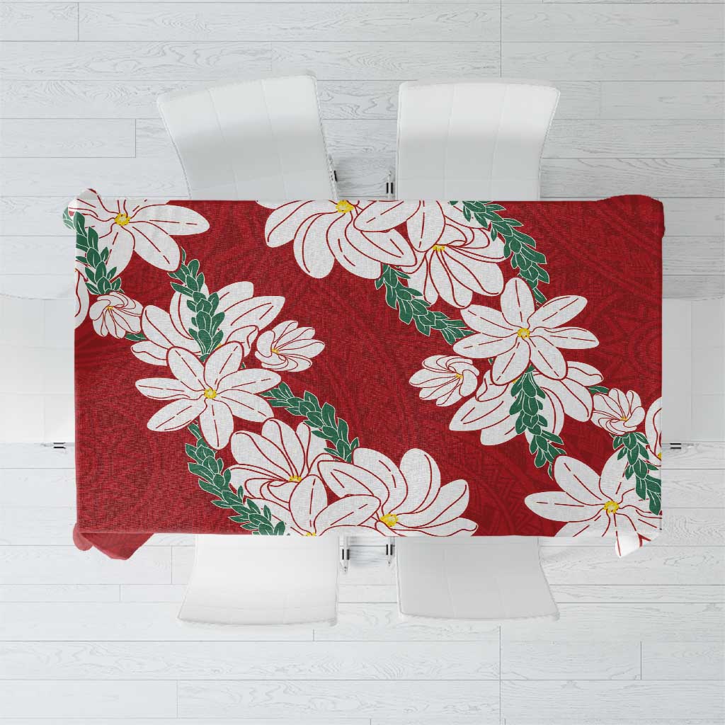 Ia Orana Tahiti Tiare Tablecloth Crimson Lei - Polynesian Pride