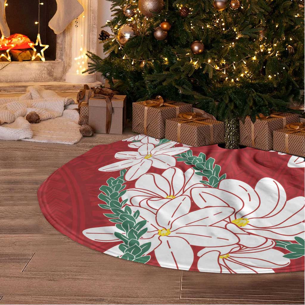 Ia Orana Tahiti Tiare Tree Skirt Crimson Lei - Polynesian Pride