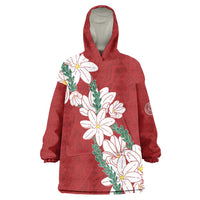 Ia Orana Tahiti Tiare Wearable Blanket Hoodie Crimson Lei - Polynesian Pride