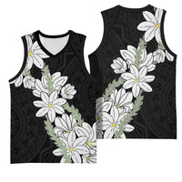 Ia Orana Tahiti Tiare Basketball Jersey Black Lei - Polynesian Pride