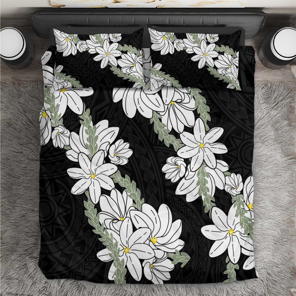 Ia Orana Tahiti Tiare Bedding Set Black Lei - Polynesian Pride