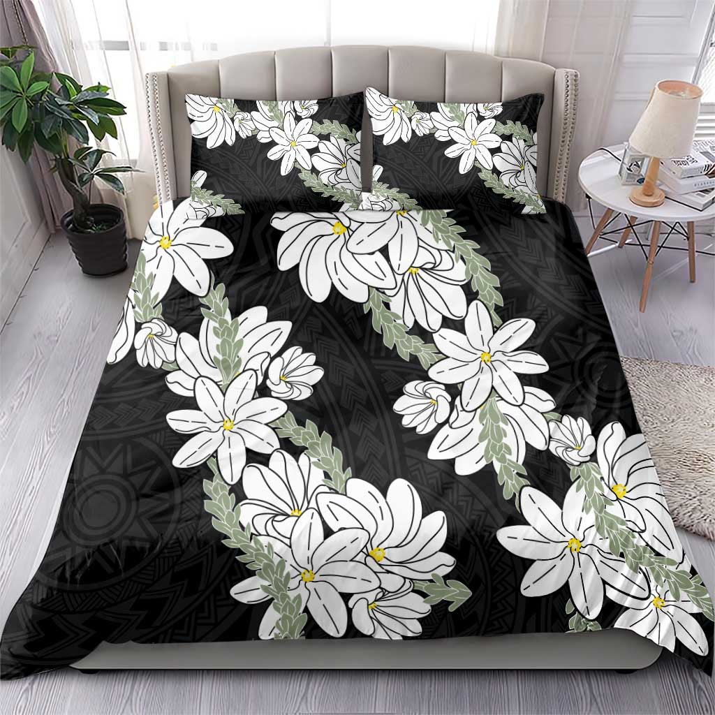 Ia Orana Tahiti Tiare Bedding Set Black Lei - Polynesian Pride