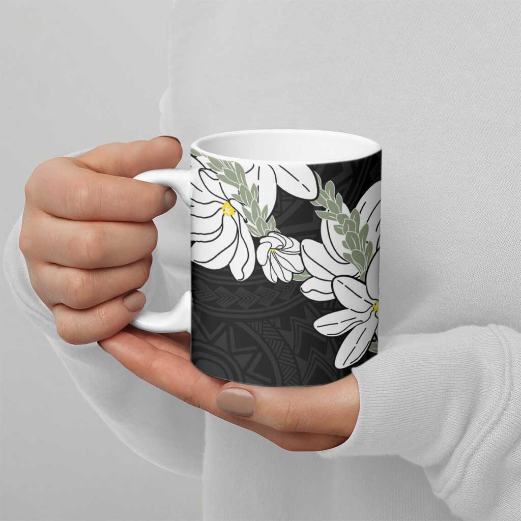 Ia Orana Tahiti Tiare Ceramic Mug Black Lei - Polynesian Pride