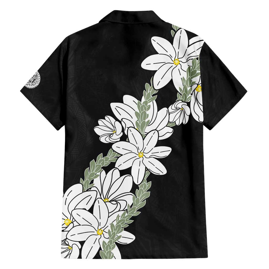 Ia Orana Tahiti Tiare Family Matching Long Sleeve Bodycon Dress and Hawaiian Shirt Black Lei - Polynesian Pride