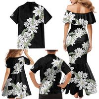 Ia Orana Tahiti Tiare Family Matching Mermaid Dress and Hawaiian Shirt Black Lei - Polynesian Pride