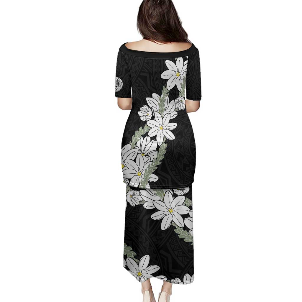 Ia Orana Tahiti Tiare Family Matching Puletasi and Hawaiian Shirt Black Lei - Polynesian Pride