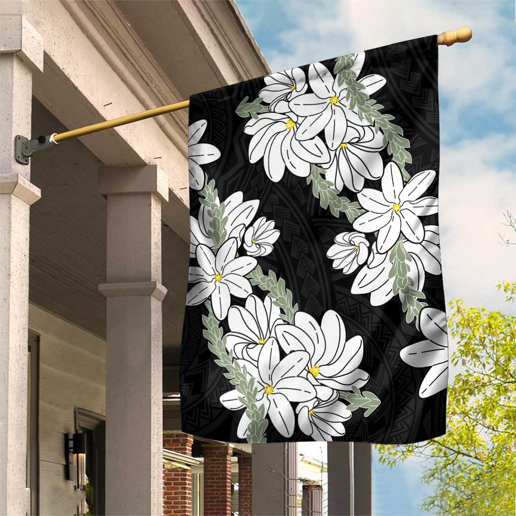 Ia Orana Tahiti Tiare Garden Flag Black Lei - Polynesian Pride