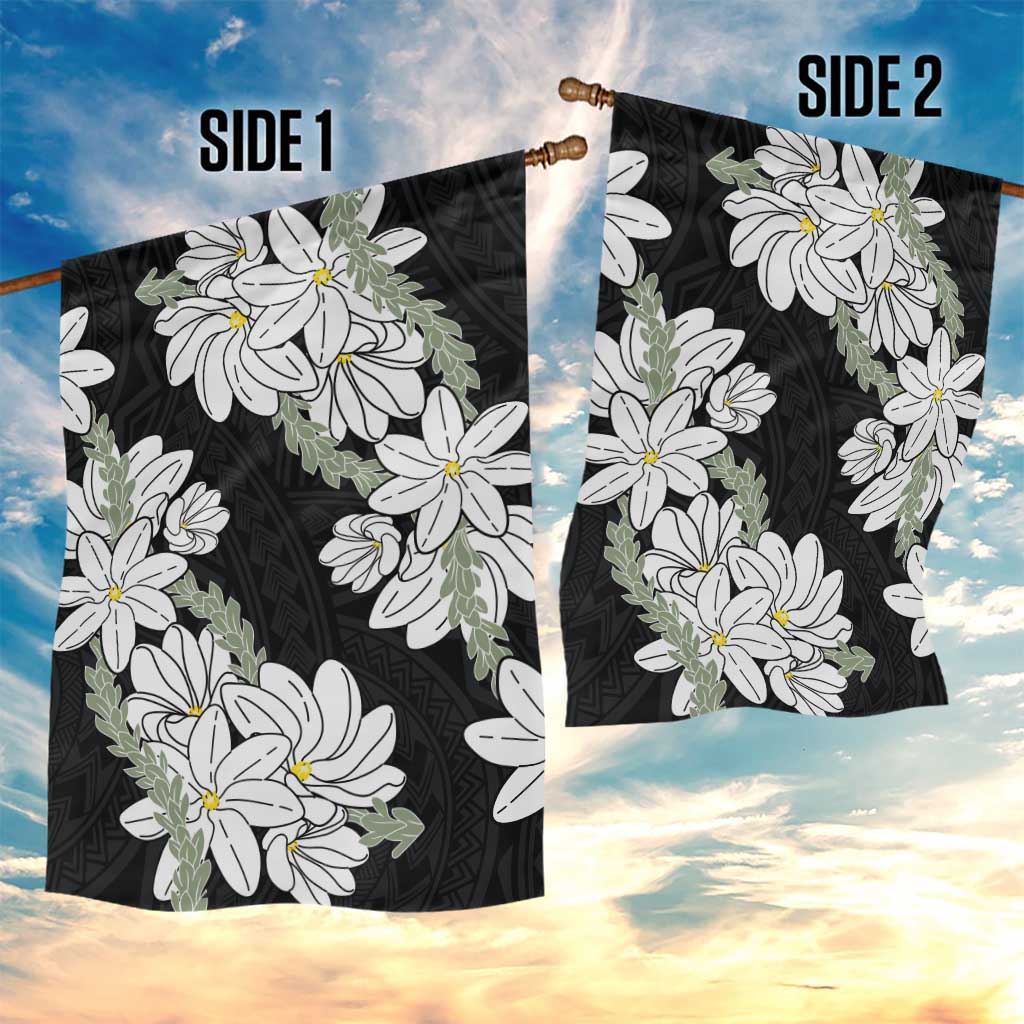 Ia Orana Tahiti Tiare Garden Flag Black Lei - Polynesian Pride