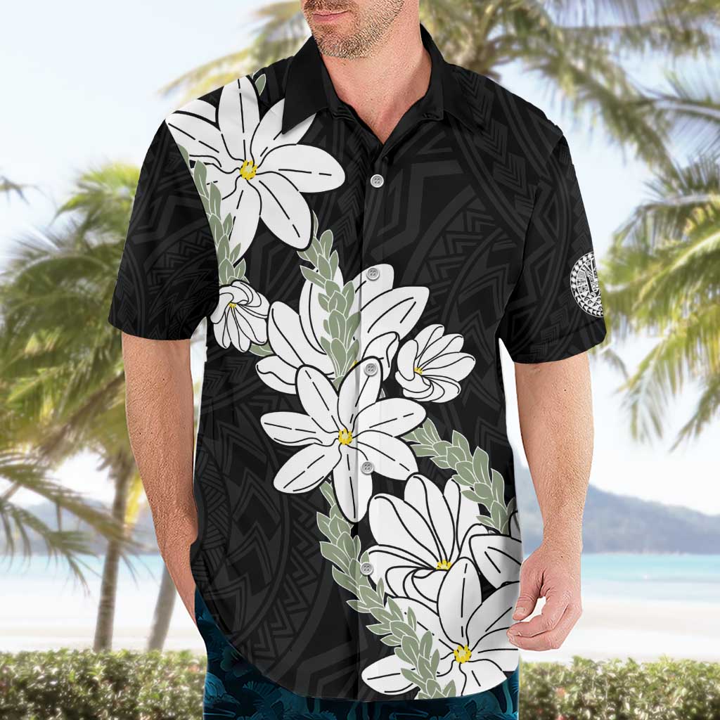 Ia Orana Tahiti Tiare Hawaiian Shirt Black Lei - Polynesian Pride